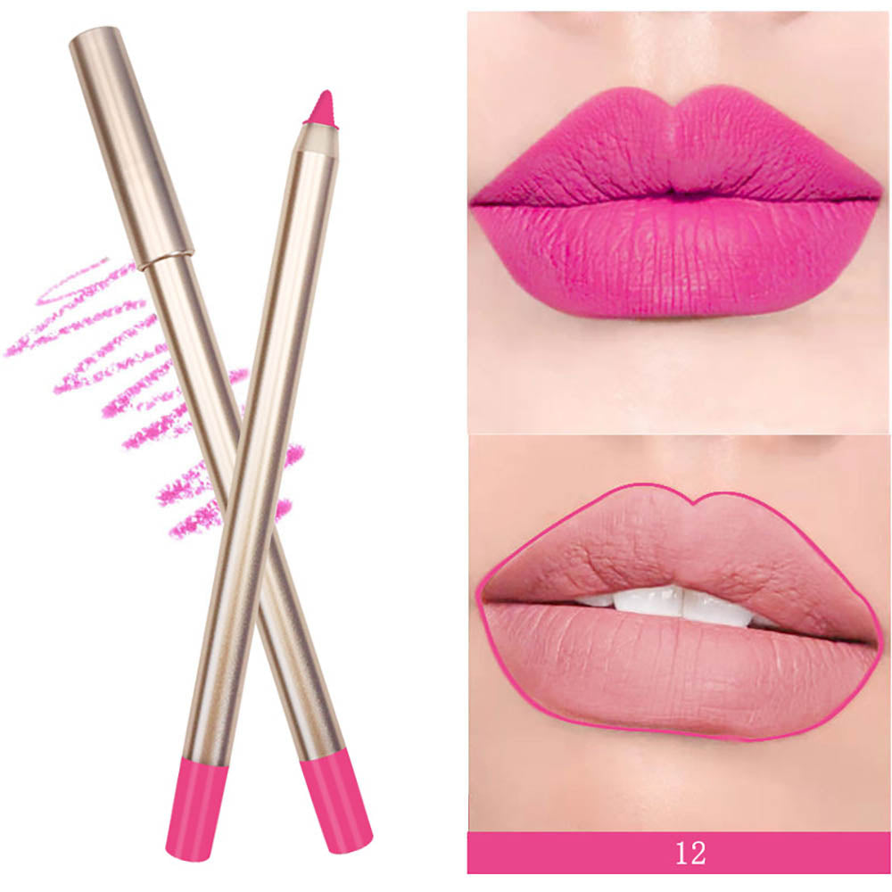 15 Color Matte Lip Liner Gold Lip Pencil Waterproof High Pigmented Vegan