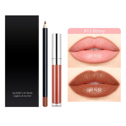 20-Color LIP DUO Set Nude Lip Gloss & Lip Liner Kit High Pigment Moisturizing