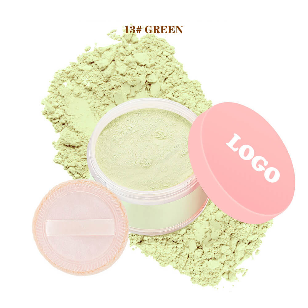 Poudre libre fixante rose matifiante, 6 teintes, avec houppette. 