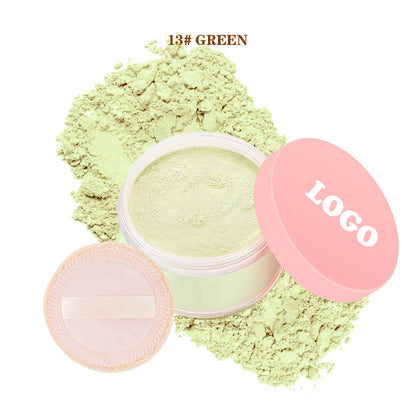 Poudre libre fixante rose matifiante, 6 teintes, avec houppette. 