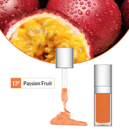 48 Colors Lip Oil Fruit Lip Gloss Lip Plumping Oil Vegan Moisturizing Silver-Plated Tube