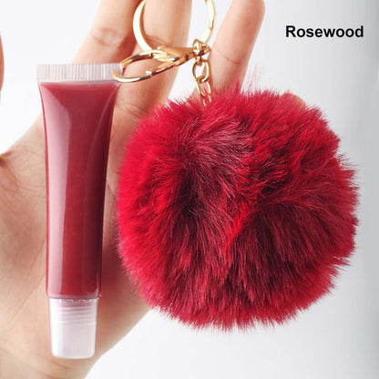 13 Color Fruity Lip Gloss Pompom Keychain Vegan Lipgloss 15ml Private Label