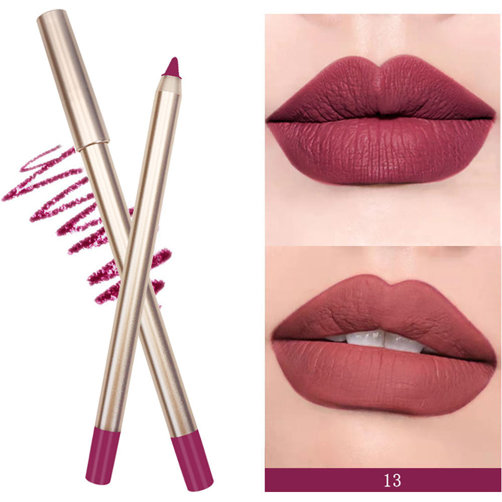 15 Color Matte Lip Liner Gold Lip Pencil Waterproof High Pigmented Vegan
