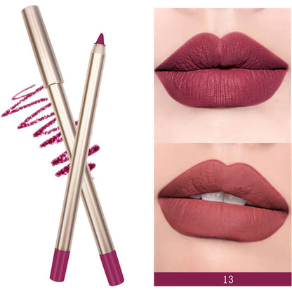 15 Color Matte Lip Liner Gold Lip Pencil Waterproof High Pigmented Vegan