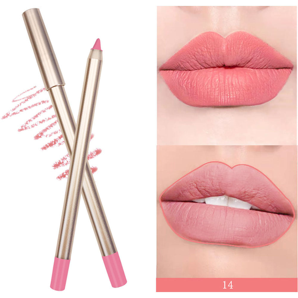 15 Color Matte Lip Liner Gold Lip Pencil Waterproof High Pigmented Vegan