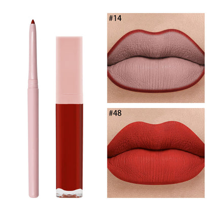 16 color 2 in 1 matte liquid lipstick lip liner set long lasting high pigment