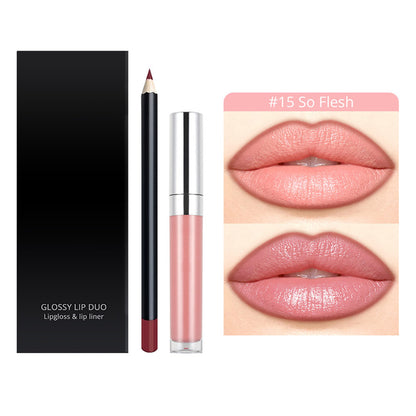 20-Color LIP DUO Set Nude Lip Gloss & Lip Liner Kit High Pigment Moisturizing