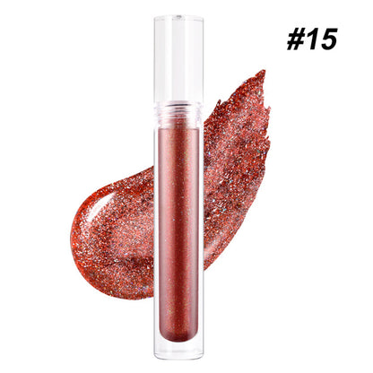 15 color metallic lipgloss glitter shiny lip color waterproof long lasting