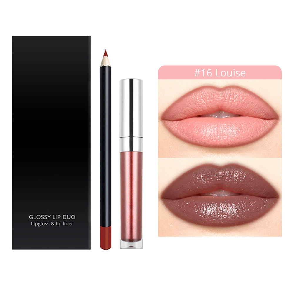 20-Color LIP DUO Set Nude Lip Gloss & Lip Liner Kit High Pigment Moisturizing