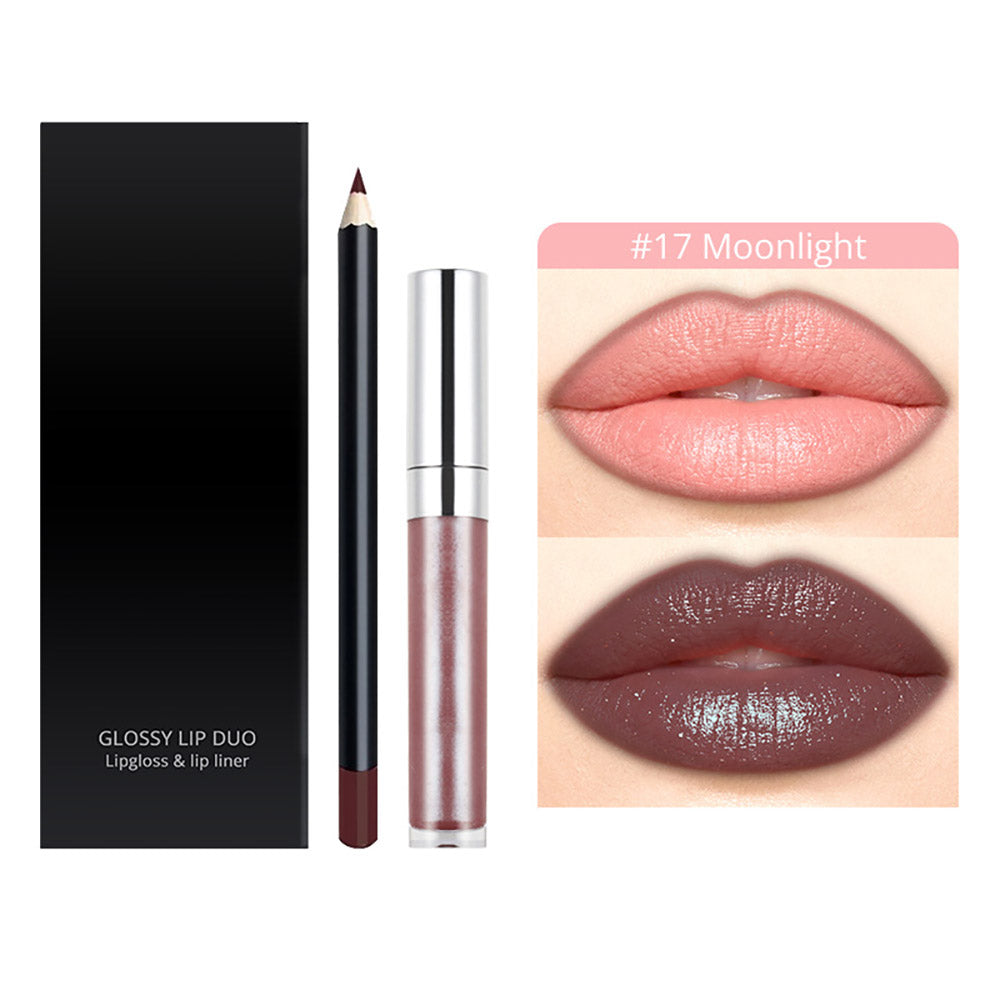 20-Color LIP DUO Set Nude Lip Gloss & Lip Liner Kit High Pigment Moisturizing