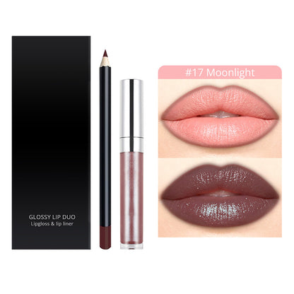 20-Color LIP DUO Set Nude Lip Gloss & Lip Liner Kit High Pigment Moisturizing