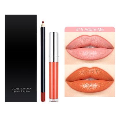 20-Color LIP DUO Set Nude Lip Gloss & Lip Liner Kit High Pigment Moisturizing