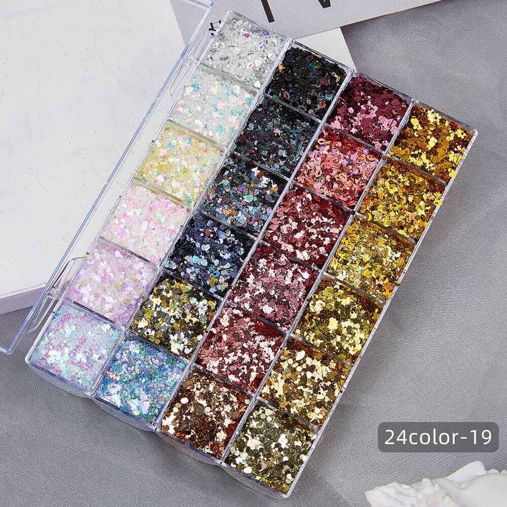 24 color glitter gel highlight powder face body mermaid sequin adhesive-free