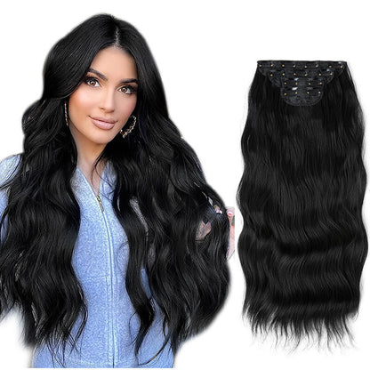 Hair extensions clip in hair four-piece wig set hair clips curly fiber 22 inch