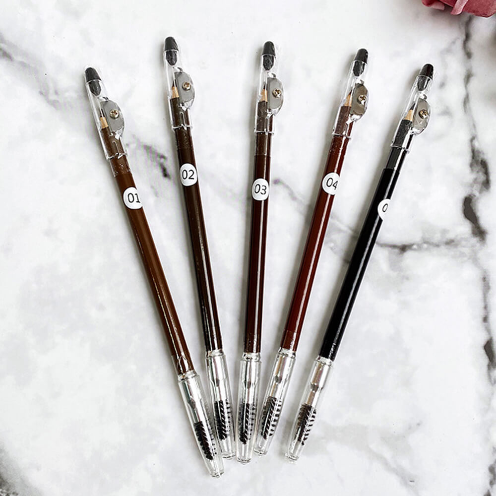 5 color eyebrow pencil wooden with sharpener high pigmented waterproof