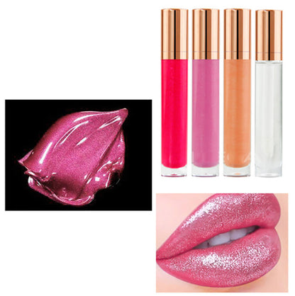 7 Color Lip Gloss Nude Shimmer Lip Glaze High Pigmented Vegan Gold Tube
