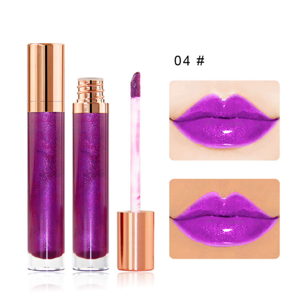 7 Color Lip Gloss Nude Shimmer Lip Glaze High Pigmented Vegan Gold Tube