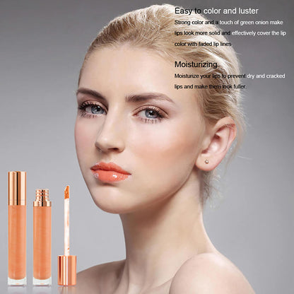7 Color Lip Gloss Nude Shimmer Lip Glaze High Pigmented Vegan Gold Tube
