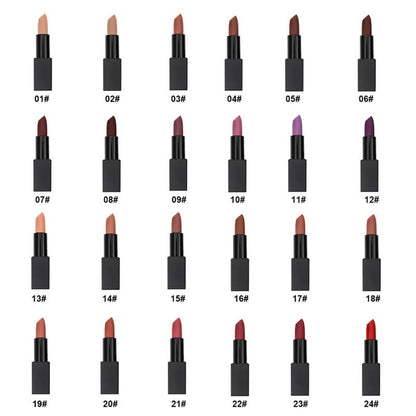 24 Color Matte Lipstick High Pigmented Long Lasting Vegan Private Label