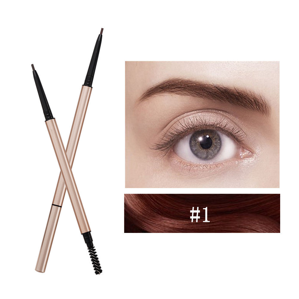 7 Color Slim Eyebrow Pencil Brow Pen Long Lasting Waterproof Gold Tube
