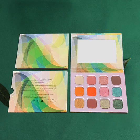 12 Color Green Eyeshadow Palette Matte Shimmer High Pigment Easy To Color