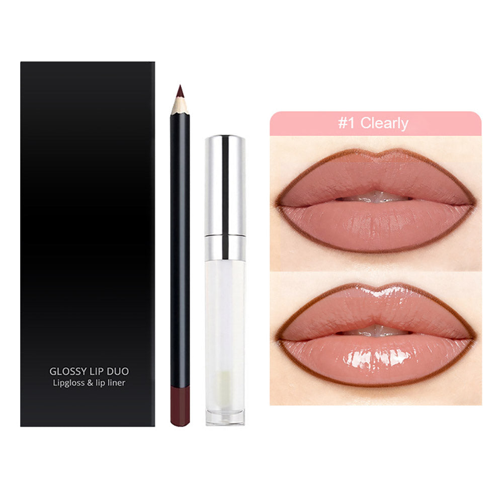 20-Color LIP DUO Set Nude Lip Gloss & Lip Liner Kit High Pigment Moisturizing