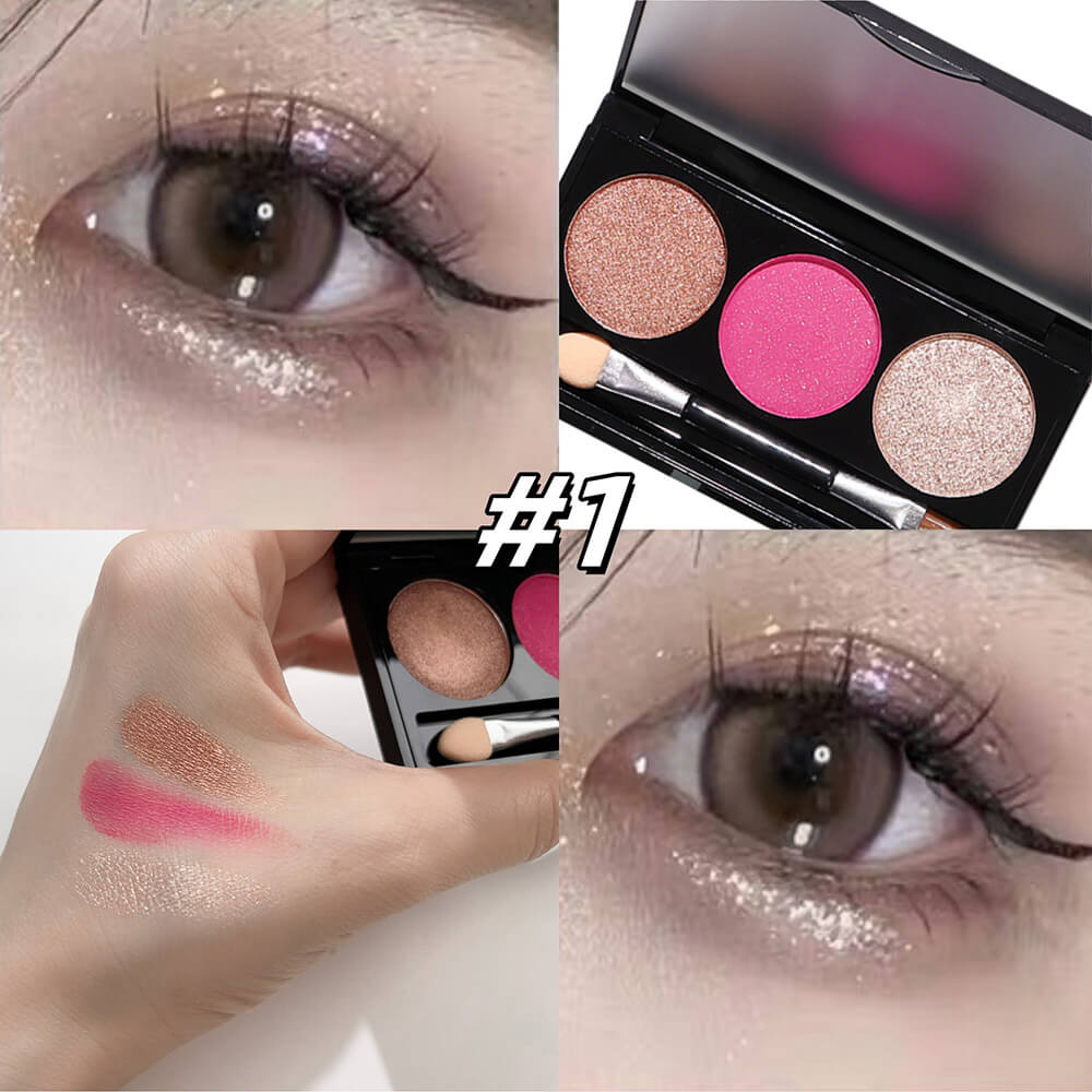3-Color Matte Eyeshadow Palette Powder Waterproof High Pigment With Brush