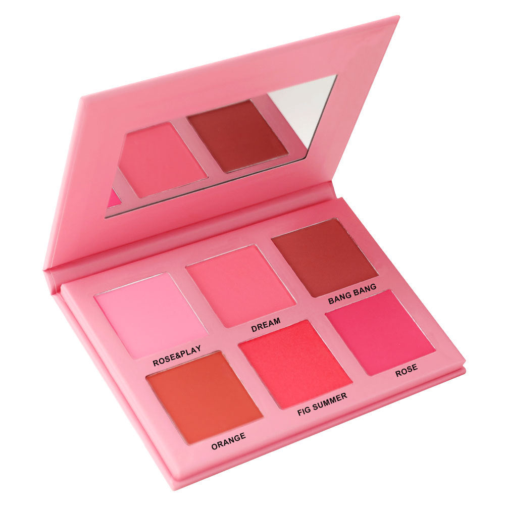 6 Color DIY Highlighter & Blush & Contour Palette Waterproof High Pigmented