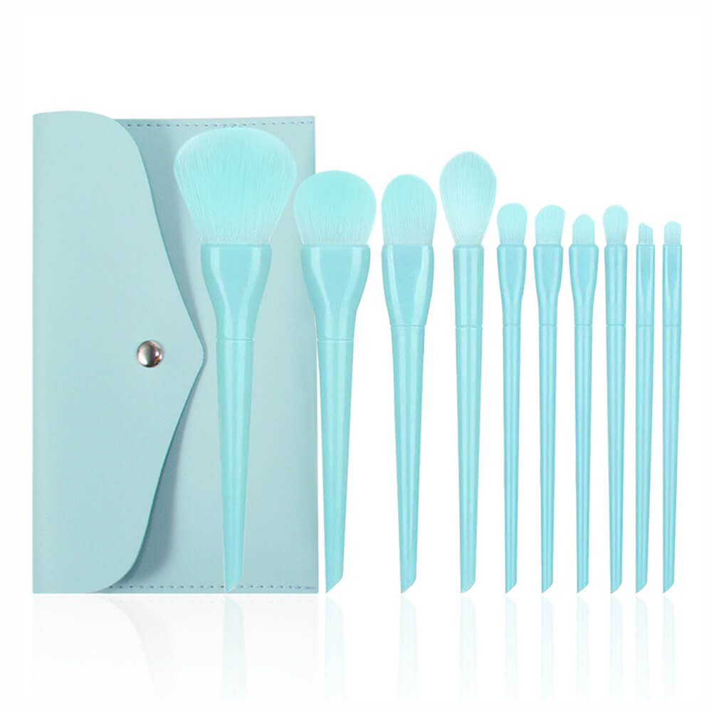 10 pcs makeup brush set candy color face eye powder soft brushes with bag