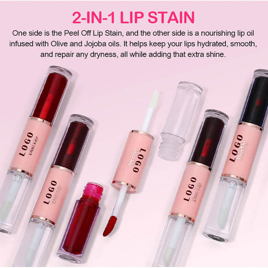 6-Color Peel-Off Matte Liquid Lipstick & Lip Oil Double-Ended Long Lasting