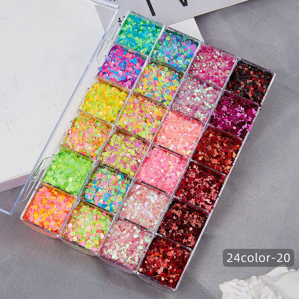 24 color glitter gel highlight powder face body mermaid sequin adhesive-free