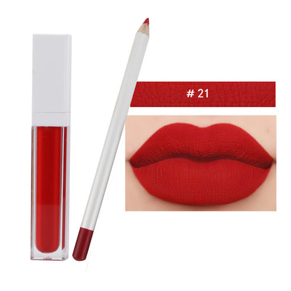 21 Color Liquid Lipstick & Lip Liner Set Matte Waterproof Long Lasting Vegan