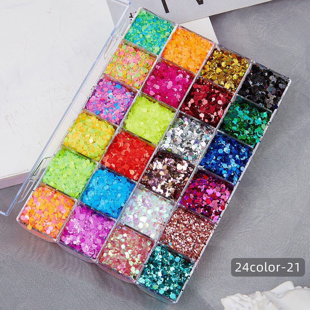 24 color glitter gel highlight powder face body mermaid sequin adhesive-free