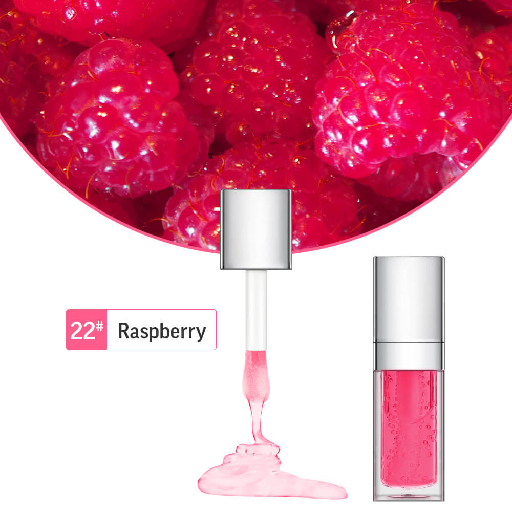 48 Colors Lip Oil Fruit Lip Gloss Lip Plumping Oil Vegan Moisturizing Silver-Plated Tube