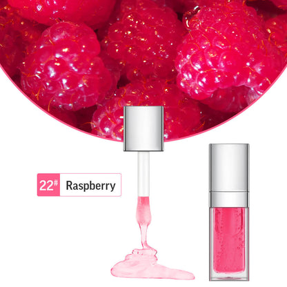 48 Colors Lip Oil Fruit Lip Gloss Lip Plumping Oil Vegan Moisturizing Silver-Plated Tube