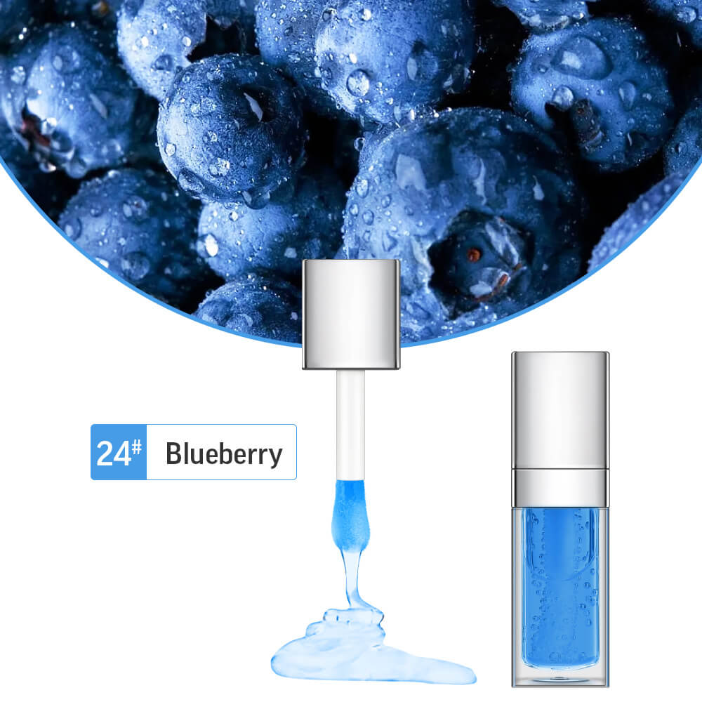 48 Colors Lip Oil Fruit Lip Gloss Lip Plumping Oil Vegan Moisturizing Silver-Plated Tube