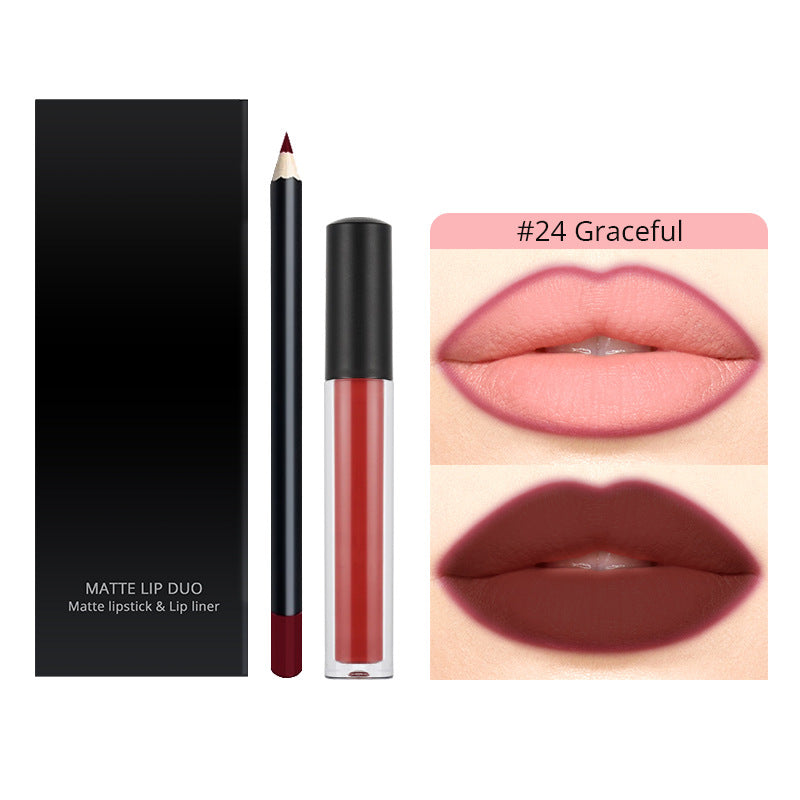 30 Color Liquid Lipstick Lip Liner Set Matte Lipstick Kit Long Lasting Waterproof