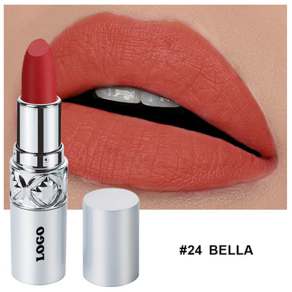 24 color matte lipstick cream waterproof long lasting silver tube