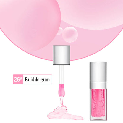 48 Colors Lip Oil Fruit Lip Gloss Lip Plumping Oil Vegan Moisturizing Silver-Plated Tube