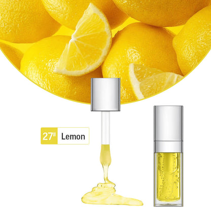 48 Colors Lip Oil Fruit Lip Gloss Lip Plumping Oil Vegan Moisturizing Silver-Plated Tube