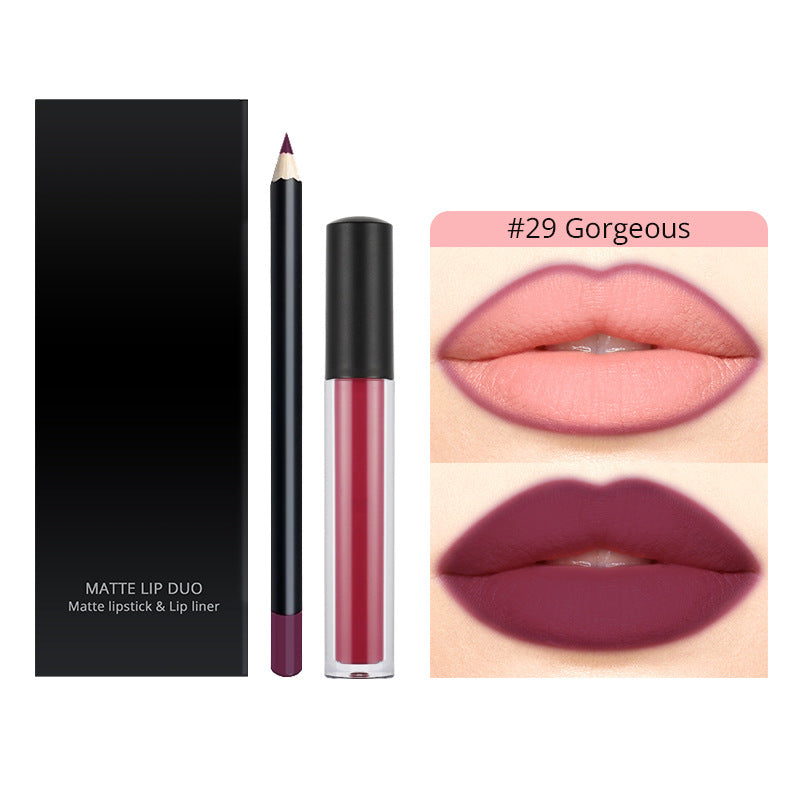 30 Color Liquid Lipstick Lip Liner Set Matte Lipstick Kit Long Lasting Waterproof