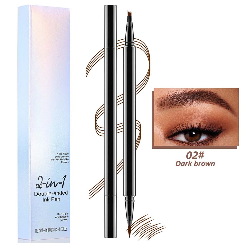 4 Color 2 In 1 Four-Pronged 4D Eyebrow Pencil Ultra-Fine Liquid Eyeliner Waterproof