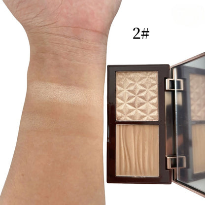 5 Color 2-In-1 Contour Highlighter Blush Palette Pearlescent Powder Vegan