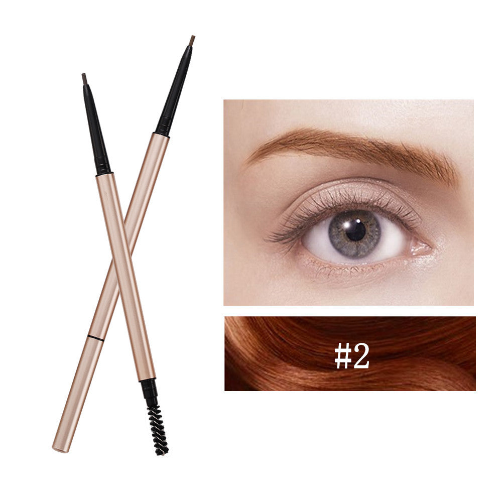 7 Color Slim Eyebrow Pencil Brow Pen Long Lasting Waterproof Gold Tube