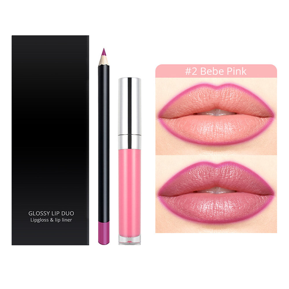 20-Color LIP DUO Set Nude Lip Gloss & Lip Liner Kit High Pigment Moisturizing