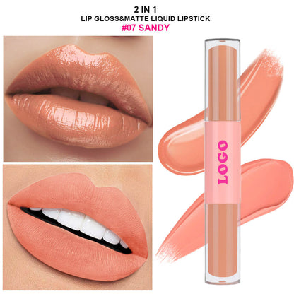 12 Color 2-In-1 Lip Gloss & Matte Liquid Lipstick Moisturizing Waterproof Vegan