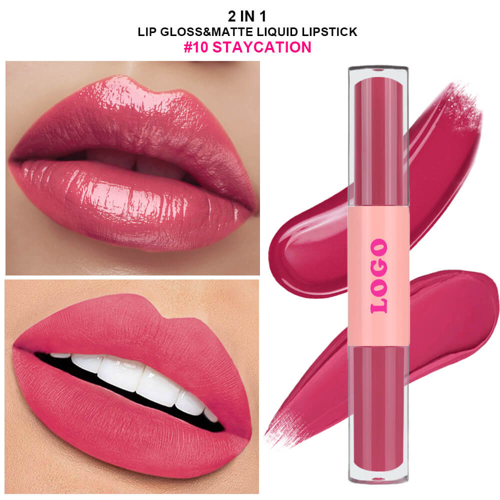 12 Color 2-In-1 Lip Gloss & Matte Liquid Lipstick Moisturizing Waterproof Vegan