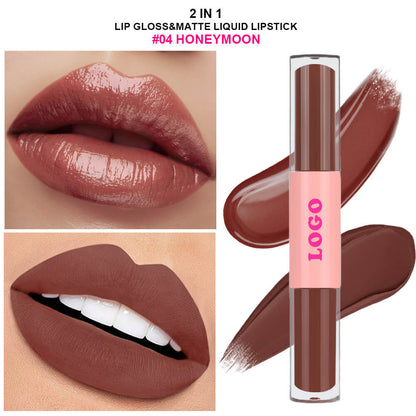 12 Color 2-In-1 Lip Gloss & Matte Liquid Lipstick Moisturizing Waterproof Vegan