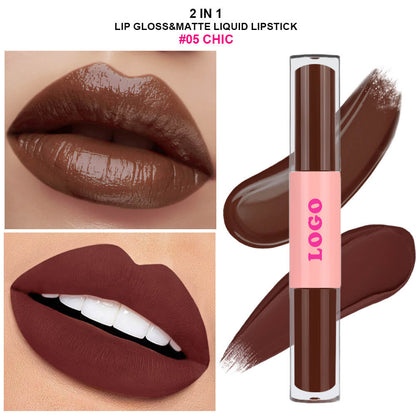 12 Color 2-In-1 Lip Gloss & Matte Liquid Lipstick Moisturizing Waterproof Vegan