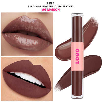 12 Color 2-In-1 Lip Gloss & Matte Liquid Lipstick Moisturizing Waterproof Vegan